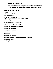 Đề cương ôn tập học kỳ I môn Tiếng Pháp Lớp 12 - Năm học 2019-2020 - Trường THPT Chu Văn An
