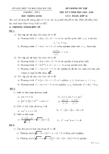 Đề cương ôn tập học kỳ I môn Toán Lớp 10 - Năm học 2019-2020 - Trường THPT Bắc Thăng Long