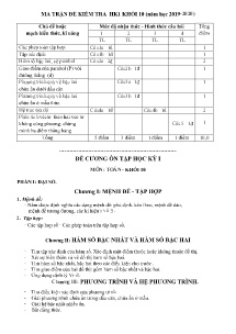 Đề cương ôn tập học kỳ I môn Toán Lớp 10 - Năm học 2019-2020 - Trường THCS & THPT Võ Nguyên Giáp