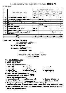 Đề cương ôn tập học kỳ I môn Toán Lớp 11 - Năm học 2018-2019 - Trường THCS & THPT Võ Nguyên Giáp