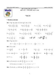 Đề cương ôn tập học kỳ I môn Toán Lớp 7 - Năm học 2019-2020 - Trường THCS Phước Nguyên