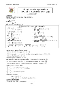 Đề cương ôn tập học kỳ I môn Toán Lớp 9 - Năm học 2019-2020 - Trường THCS Phước Nguyên