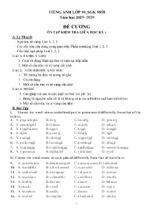 Đề cương ôn tập kiểm tra giữa học kỳ 1 môn Tiếng Anh Lớp 10 - Năm học 2019-2020 - Trường THPT Bắc Thăng Long