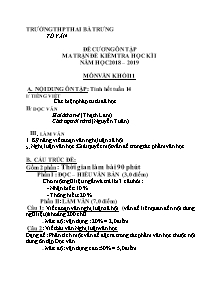 Đề cương ôn tập kiểm tra học kì I môn Ngữ văn Lớp 11 - Năm học 2018-2019 - Trường THPT Hai Bà Trưng