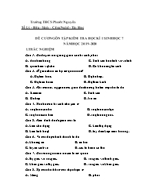 Đề cương ôn tập kiểm tra học kì I môn Sinh học Lớp 7 - Năm học 2019-2020 - Trường THCS Phước Nguyên