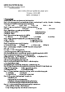 Đề cương ôn tập kiểm tra học kỳ I môn Sinh học Lớp 9 - Năm học 2018-2019 - Trường THCS Long Toàn