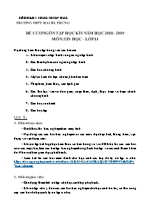 Đề cương ôn tập thi học kì I môn Tin học Lớp 11 - Năm học 2018-2019 - Trường THPT Hai Bà Trưng