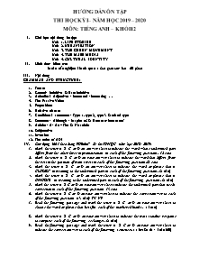Đề cương ôn tập thi học kỳ I môn Tiếng Anh Lớp 12 - Năm học 2019-2020 - Trường THPT Việt Đức
