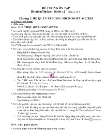 Đề cương ôn tập Tin học Khối 12 - Chương 2: Hệ quản trị CSDL Microsoft Access - Năm học 2019-2020 - Trường THPT Đức Trọng