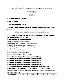 Đề cương ôn thi học kì 1 môn Địa lí Lớp 11 - Năm học 2019-2020 - Trường THPT Việt Đức