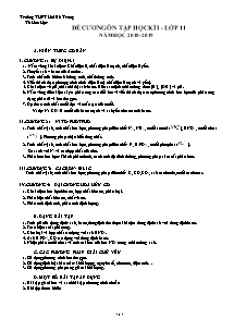 Đề cương ôn thi học kì I môn Hóa học Lớp 11 - Năm học 2018-2019 - Trường THPT Hai Bà Trưng