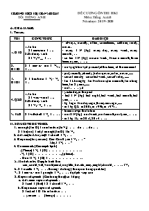 Đề cương ôn thi học kì I môn Tiếng Anh Lớp 8 - Năm học 2019-2020 - Trường THCS Thị trấn Mỏ Cày