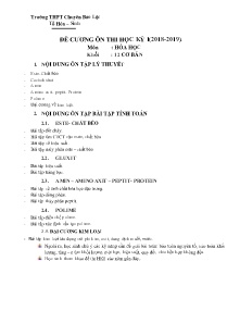 Đề cương ôn thi học kỳ I môn Hóa học Lớp 12 - Năm học 2018-2019 - Trường THPT Chuyên Bảo Lộc
