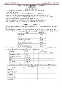 Ôn tập kiểm tra 1 tiết giữa học kì 1 môn Địa 10 - Trường THPT Yên Hòa