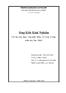 Sáng kiến kinh nghiệm Chỉ đạo ứng dụng công nghệ thông tin trong trường mầm non Nga Thiện