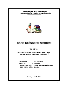 Sáng kiến kinh nghiệm Giải pháp nâng cao chất lượng đọc thành tiếng cho học sinh lớp 2