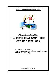 Sáng kiến kinh nghiệm Nâng cao chất lượng đọc cho học sinh lớp 4