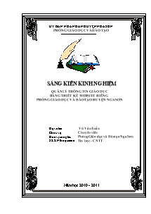 Sáng kiến kinh nghiệm Quản lý thông tin giáo dục bằng thiết kế website riêng Phòng Giáo dục và Đào tạo huyện Nga Sơn
