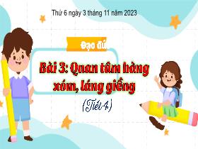 Bài giảng Đạo đức 3 - Bài 3: Quan tâm hàng xóm, láng giềng (Tiết 4) - Năm học 2023-2024 - Hà Thị Hiên