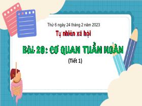 Bài giảng Khoa học & Tự nhiên 3 - Bài 20: Cơ quan tuần hoàn (Tiết 1) - Năm học 2022-2023 - Hà Thị Hiên