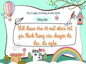 Bài giảng Tiếng Việt 3 - Bài: Viết đoạn văn về một nhân vật yêu thích trong câu chuyện đã đọc, đã nghe - Năm học 2023-2024 - Hà Thị Hiên