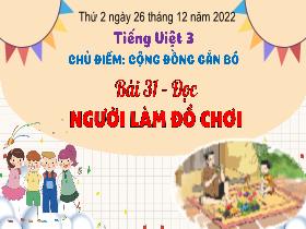 Bài giảng Tiếng Việt 3 (Tập đọc) - Bài 21: Người làm đồ chơi - Năm học 2022-2023 - Hà Thị Hiên
