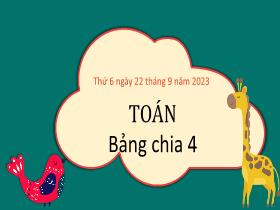 Bài giảng Toán 3 - Bài 6: Bảng chia 4 - Năm học 2023-2024 - Hà Thị Hiên