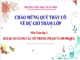 Bài giảng Toán 3 - Bài 60: So sánh các số trong phạm vi 100000 (Tiết 1) - Lường Thị Nghĩa