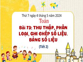 Bài giảng Toán 3 - Bài 73: Thu thập, phân loại, ghi chép số liệu. Bảng số liệu (Tiết 2) - Năm học 2023-2024 - Hà Thị Hiên