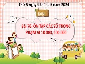 Bài giảng Toán 3 - Bài 76: Ôn tập các số trong phạm vi 10000, 100000 - Năm học 2023-2024 - Hà Thị Hiên