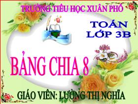 Bài giảng Toán 3 - Bài: Bảng chia 8 - Năm học 2021-2022 - Lường Thị Nghĩa