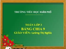 Bài giảng Toán 3 - Bài: Bảng chia 9 - Năm học 2021-2022 - Lường Thị Nghĩa