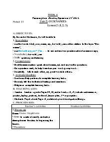 Kế hoạch bài dạy Tiếng Anh 3 - Tuần 4 - Năm học 2023-2024 - Trà Thị Anh Tú
