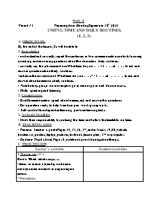 Kế hoạch bài dạy Tiếng Anh 4 - Tuần 2 - Năm học 2023-2024 - Trà Thị Anh Tú