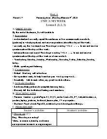 Kế hoạch bài dạy Tiếng Anh 4 - Tuần 6 - Năm học 2023-2024 - Trà Thị Anh Tú