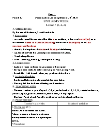 Kế hoạch bài dạy Tiếng Anh 4 - Tuần 7 - Năm học 2023-2024 - Trà Thị Anh Tú
