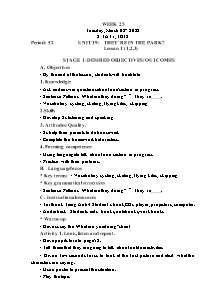 Kế hoạch bài dạy Tiếng Anh Khối 3 - Tuần 25 - Năm học 2021-2022 - Trần Thị Hạnh