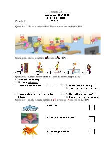 Kế hoạch bài dạy Tiếng Anh Khối 3 - Tuần 29 - Năm học 2021-2022 - Trần Thị Hạnh