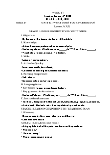 Kế hoạch bài dạy Tiếng Anh Khối 4 - Tuần 17 - Năm học 2021-2022 - Trần Thị Hạnh