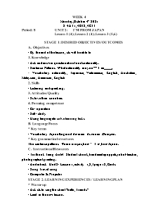 Kế hoạch bài dạy Tiếng Anh Khối 4 - Tuần 4 - Năm học 2022-2023 - Trần Thị Hạnh