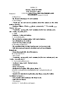 Kế hoạch bài dạy Tiếng Anh Khối 5 - Tuần 25 - Năm học 2021-2022 - Trần Thị Hạnh