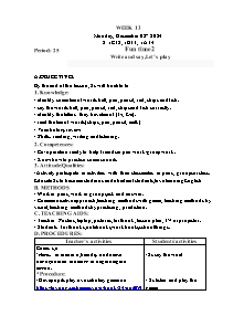 Kế hoạch bài dạy Tiếng Anh Lớp 1 - Tuần 13 - Năm học 2024-2025 - Trần Thị Hạnh