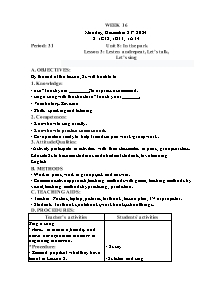 Kế hoạch bài dạy Tiếng Anh Lớp 1 - Tuần 16 - Năm học 2024-2025 - Trần Thị Hạnh