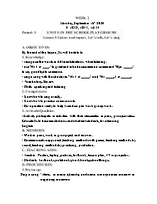 Kế hoạch bài dạy Tiếng Anh Lớp 1 - Tuần 2 - Năm học 2024-2025 - Trần Thị Hạnh