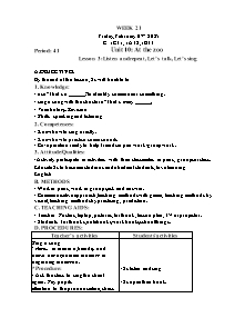 Kế hoạch bài dạy Tiếng Anh Lớp 1 - Tuần 21 - Năm học 2024-2025 - Trần Thị Hạnh