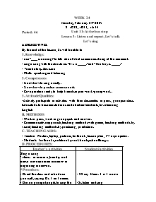 Kế hoạch bài dạy Tiếng Anh Lớp 1 - Tuần 24 - Năm học 2024-2025 - Trần Thị Hạnh