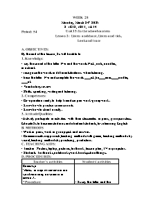 Kế hoạch bài dạy Tiếng Anh Lớp 1 - Tuần 28 - Năm học 2024-2025 - Trần Thị Hạnh