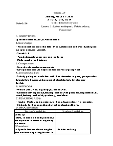 Kế hoạch bài dạy Tiếng Anh Lớp 1 - Tuần 29 - Năm học 2024-2025 - Trần Thị Hạnh