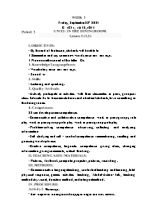Kế hoạch bài dạy Tiếng Anh Lớp 1 - Tuần 3 - Năm học 2023-2024 - Trần Thị Hạnh