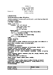 Kế hoạch bài dạy Tiếng Anh Lớp 1 - Tuần 32 - Năm học 2023-2024 - Trần Thị Hạnh